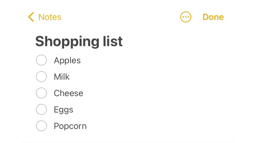Apple Notes demo GIF